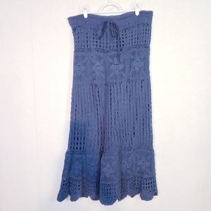 Northstyle blue crocheted maxi bohemian skirt